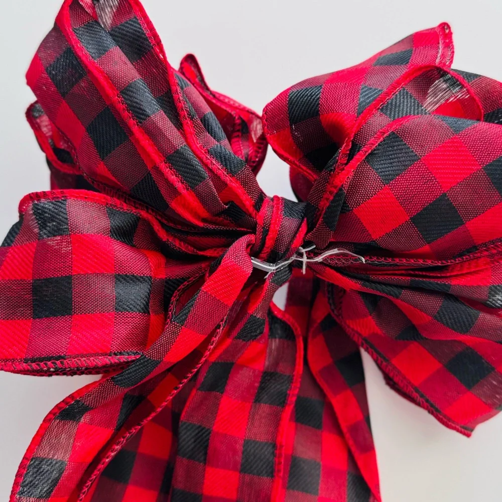 21” Buffalo Check Rustic Plaid Red & Black Craft Bow